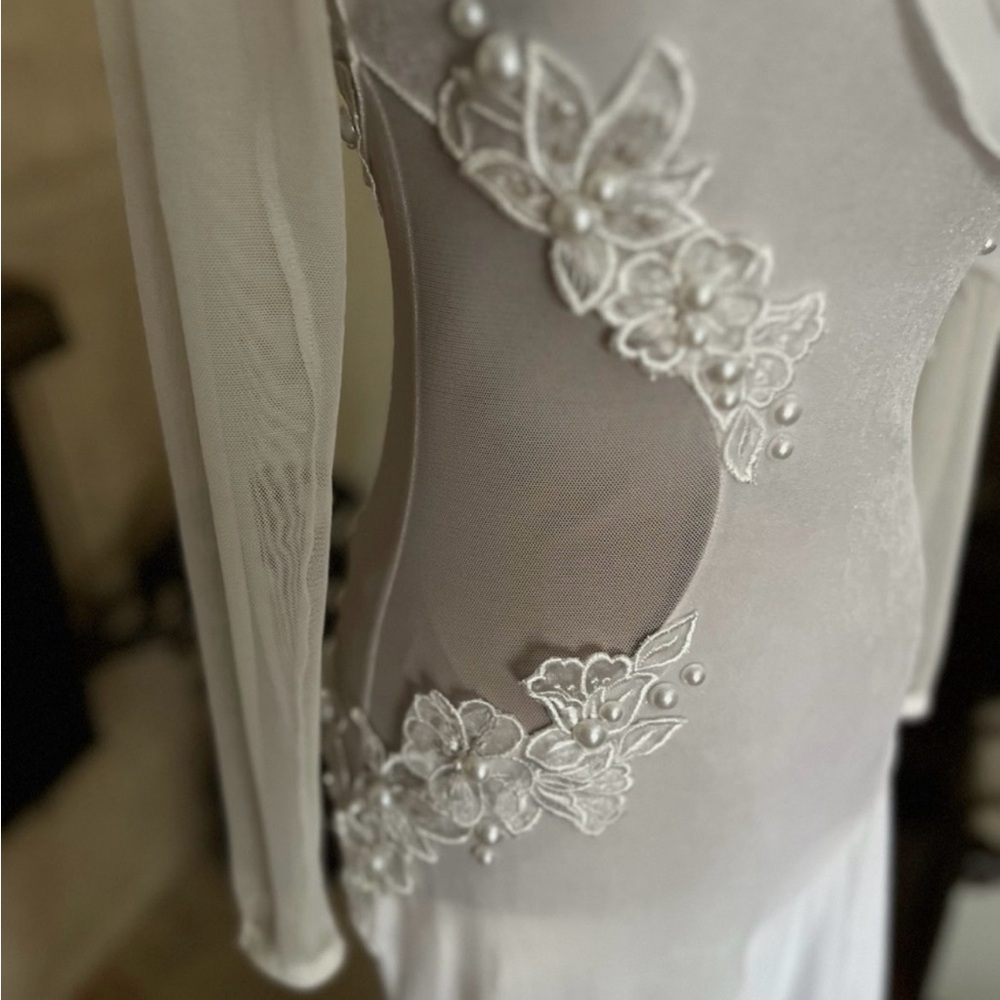 Smooth Ballroom Competition Practice Dance Dress White Size S/M - Picture 3 of 14